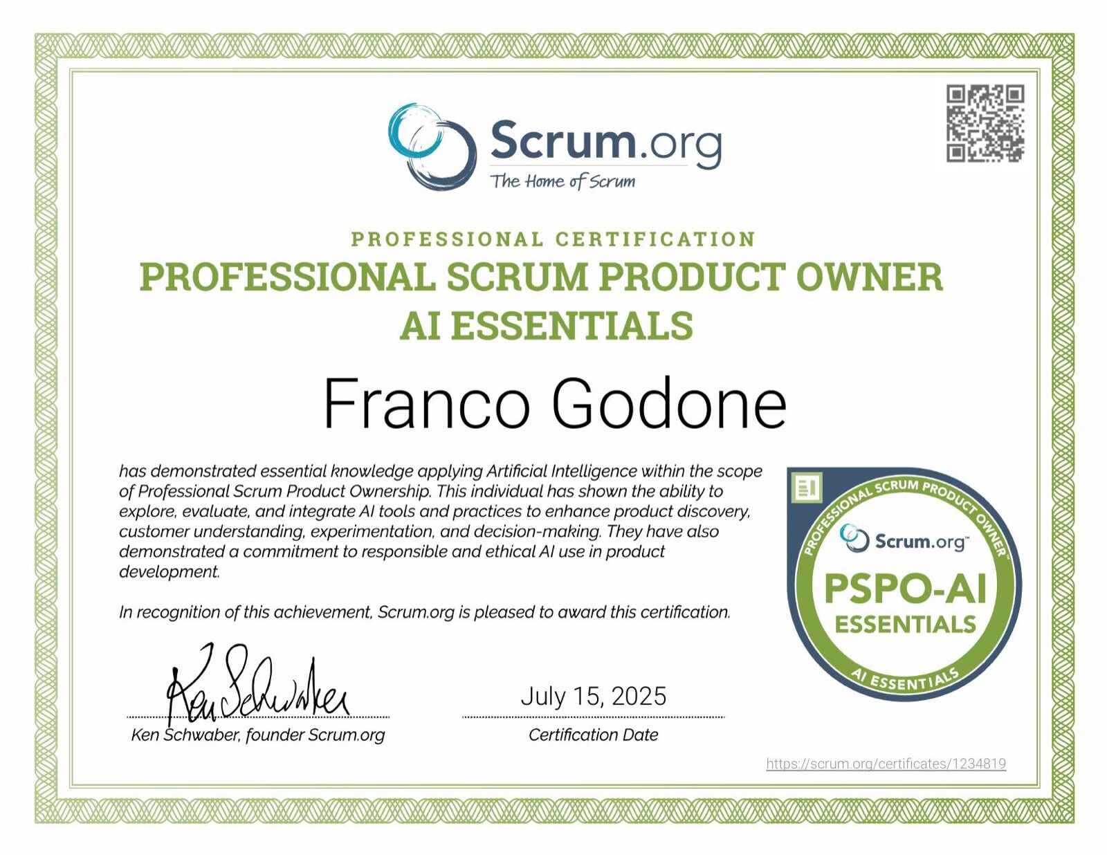 Professional Scrum Product Owner AI Essentials (PSPO AI)