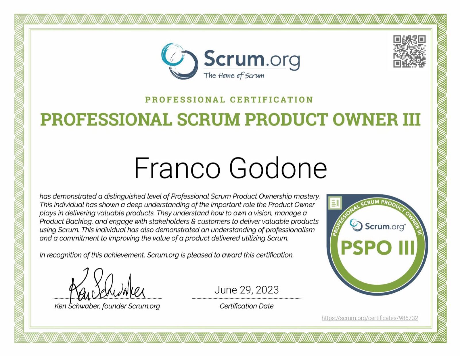 Professional Scrum Product Owner III (PSPO III)
