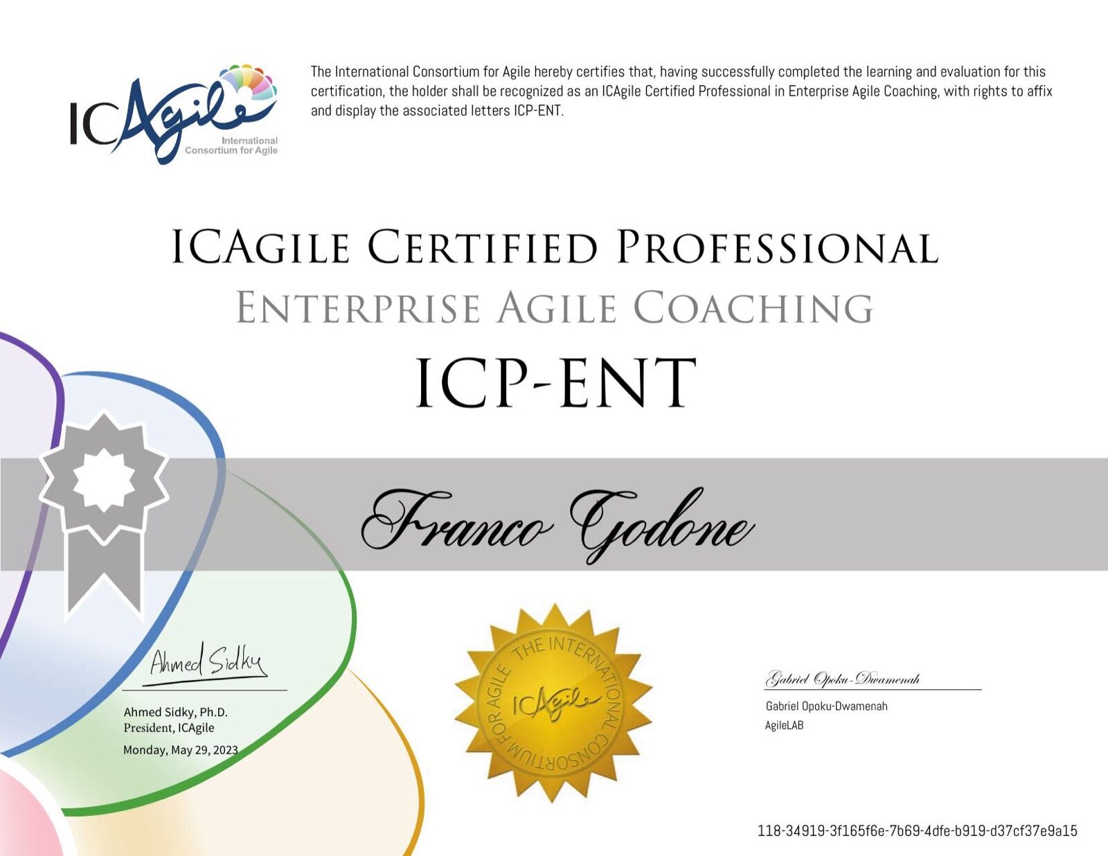 ICAgile Certified Professional Enterprise Agile Coaching (ICP-ENT)