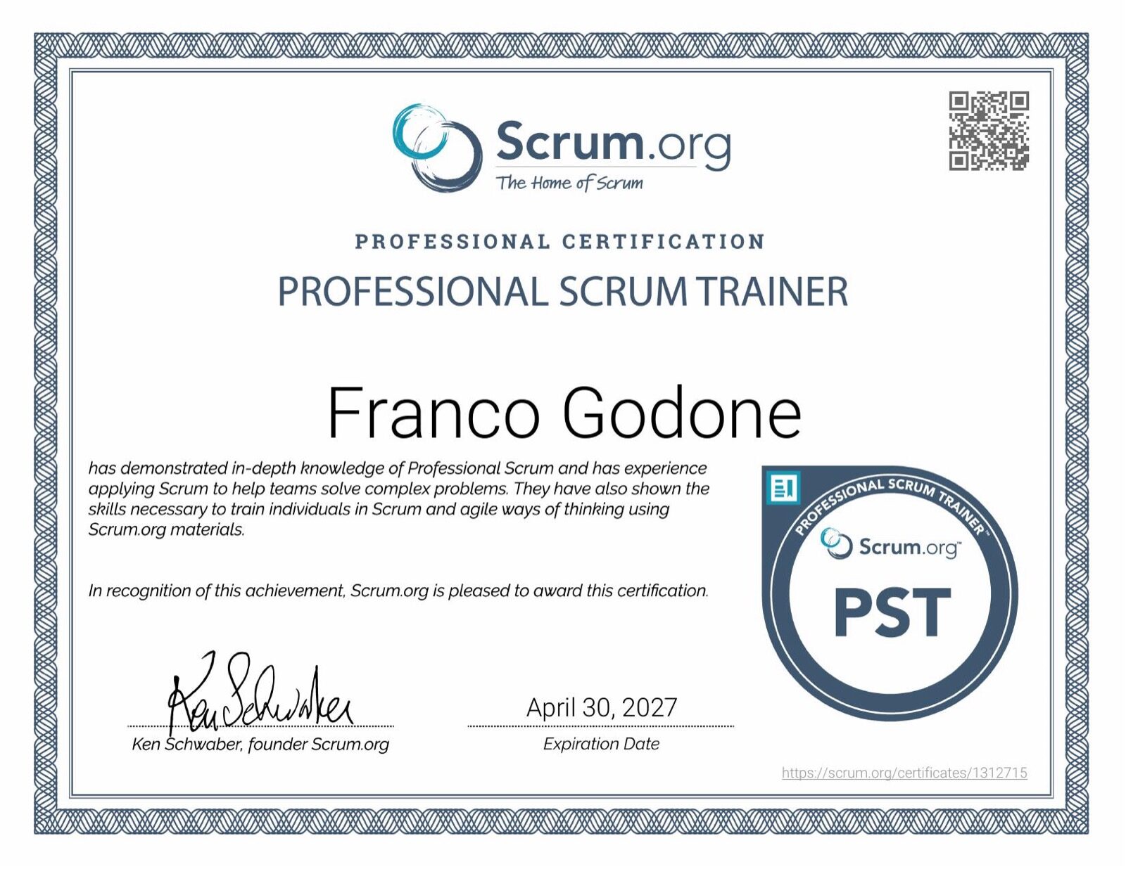 Professional Scrum Trainer (PST)